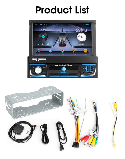 Din Car Radio Android 12 GPS Navigation Retractable 1din Touch Screen Multimedia Player Universal 7" MP5 Audio Video No DVD