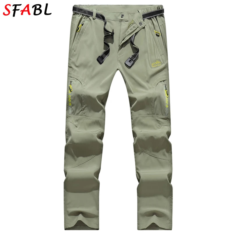 L-5XL Summer Men's Outdoor Hiking Pants Lightweight Quick Dry Fishing Jogging Camping Pants Men Travel Trousers Zipper Pockets