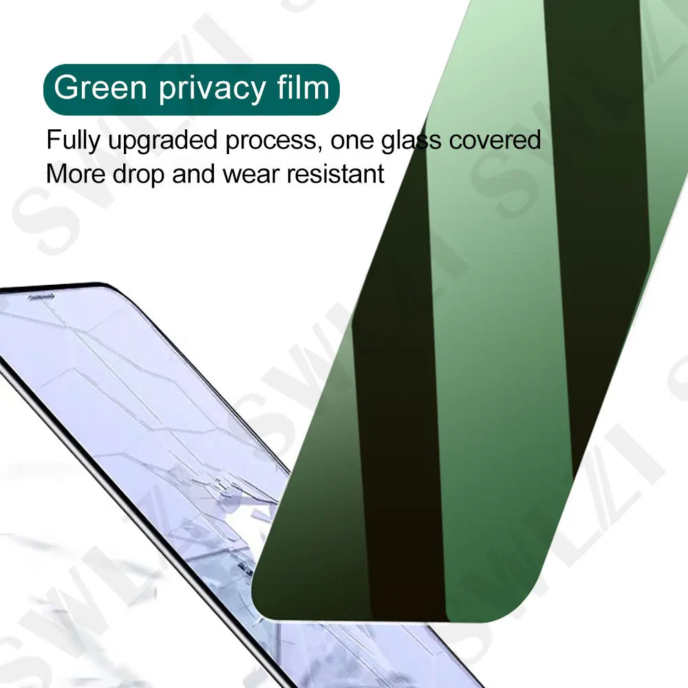 6Pcs Glass Smartphone Screen Protector for iPhone 16 15 Plus Green Light Privacy Protective Film 14 Pro 13 Tempered Glass 12 11