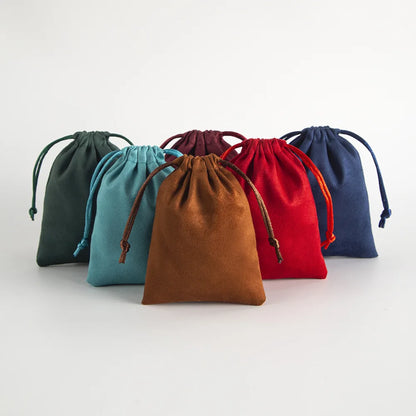 10pcs Velvet Flannel Drawstring Pouches Small Jewelry Gift Bag 5x7cm 7x9cm 8x10cm Christmas Wedding Favors For Guests Candy Sack