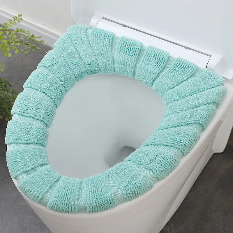 Winter Warm Toilet Seat Cover Waterpoof Soft Closestool Mat Bathroom Pad O-shape Toilet Seat Bidet Toilet Cover Accessories