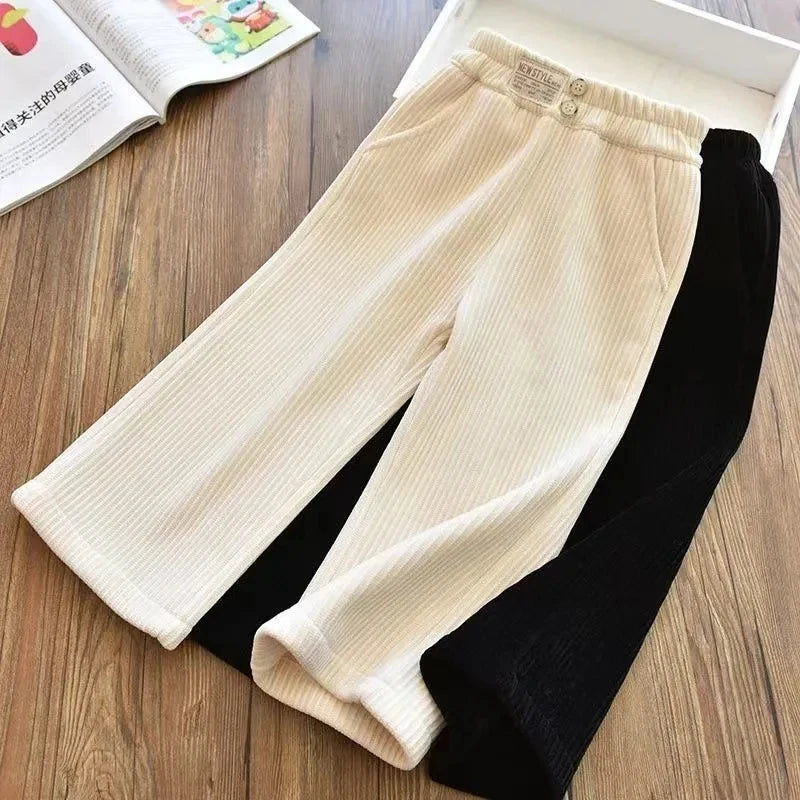 Baby Girls Pants Autumn Winter Warm Kids Corduroy Trousers 0-10 Years Old Children Warm Casual Straight Pants