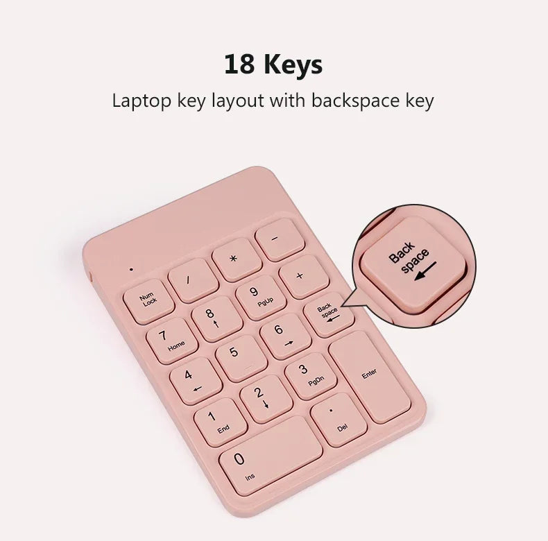 2.4GHz Wireless Numeric Keypad Numpad 18 Keys Small-size Digital Keyboard for Accounting Teller Tablets Computer Laptop Notebook