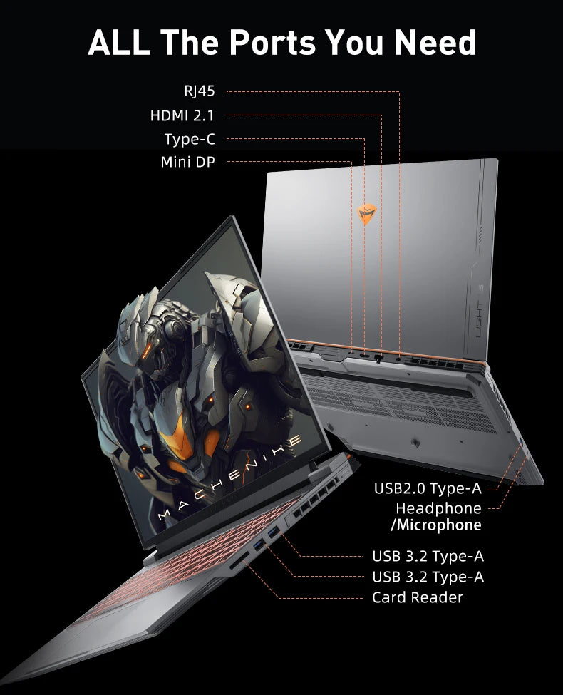 Machenike Light 16 Pro RTX4060 140W Gaming Laptop R7 7735H 16'' 2.5K 165Hz 100%sRGB 16G DDR5 1T SSD MUX Switch WiFi6