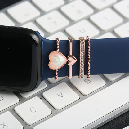 Metal Charms Decorative Ring For Apple Watch Band Shinny Diamond Ornament For iwatch Bracelet  Smart Watch Silicone Strap Charms