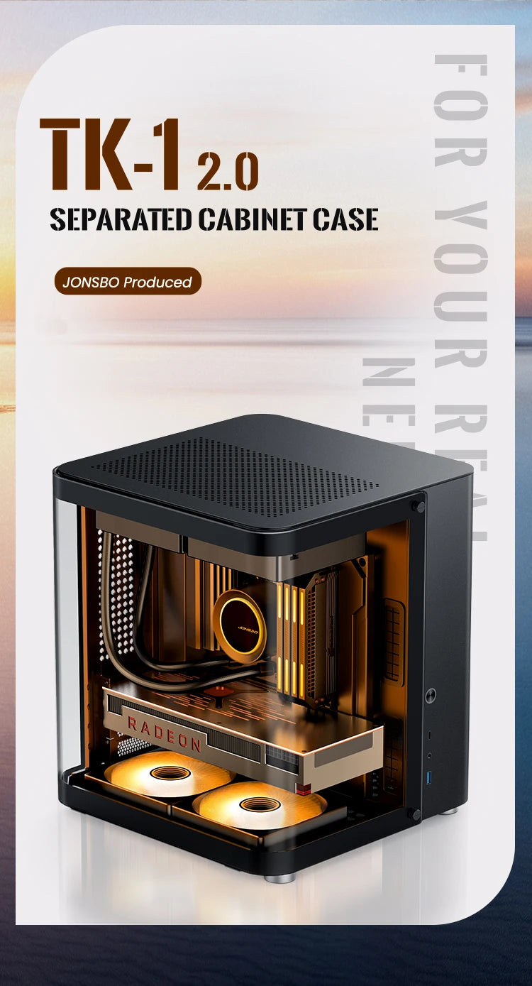 JONSBO TK-1 2.0 M-ATX Case Mini PC Case Ring Tempered Glass Side Penetration E-sports Seaview Room Desktop Computer Mini Chassis