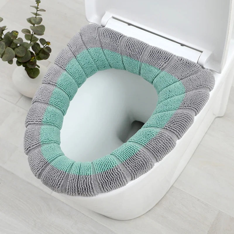 Winter Warm Toilet Seat Cover Waterpoof Soft Closestool Mat Bathroom Pad O-shape Toilet Seat Bidet Toilet Cover Accessories