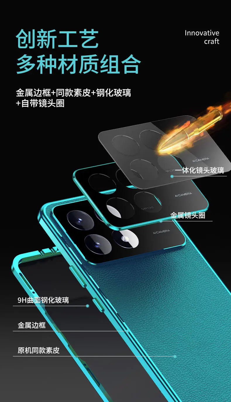 360 Full Case For Poco X6 Pro Redmi K70E Double Sided Protection Tempered Glass Leather Phone Cover For Redmi K70E Poco X6Pro 5G