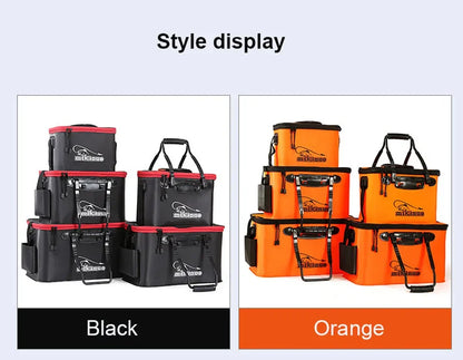 Mikanuo EVA Portable Folding Bucket For Fish Water With Handle Leakproof Outdoor Fishing Gear Black/Orange Tackle Bag