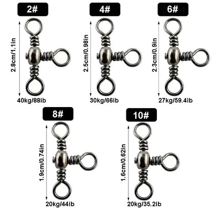 50PCS/Bag Fishing Accessories Black Nickel Plating Three-Prong Connector T-Swivel Sub-Line Splitter Outdoor Fishing Bazi Ring