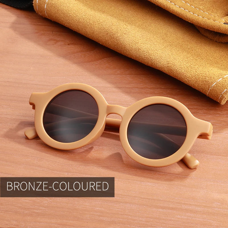 Free shipping children's color round frame light PC cute small face sunglasses