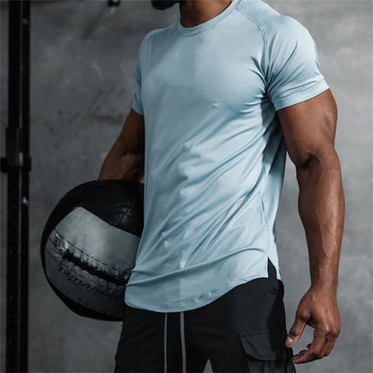 2023 New Gym Muscle Fitness T Shirt Brand Men Outdoor Mesh breathable Streetwear short Sleeve Male Summer Bodybuilding Tee Tops