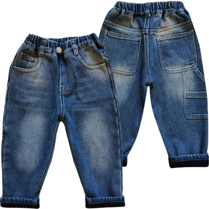 5157  winter warm Loose for strong soft denim and fleece  12M-4 years  kids jeans boys jeans