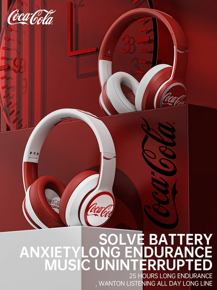 Coca-Cola Audifomos Bluetooth Inalambrico Wireless Headphones Bluetooth 5.3 Earphone Stereo HIFI Headset Game Earbuds With Mic