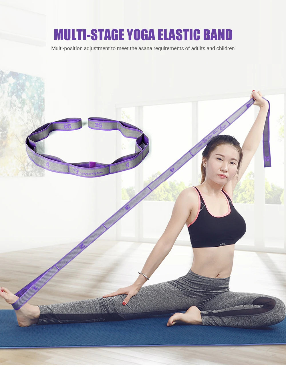 Multi-Section Elastic Yoga Resistance Bands Adult Child Dance Training Gym Home Pilates Exercise Pull Strap Belt Fitness Sport