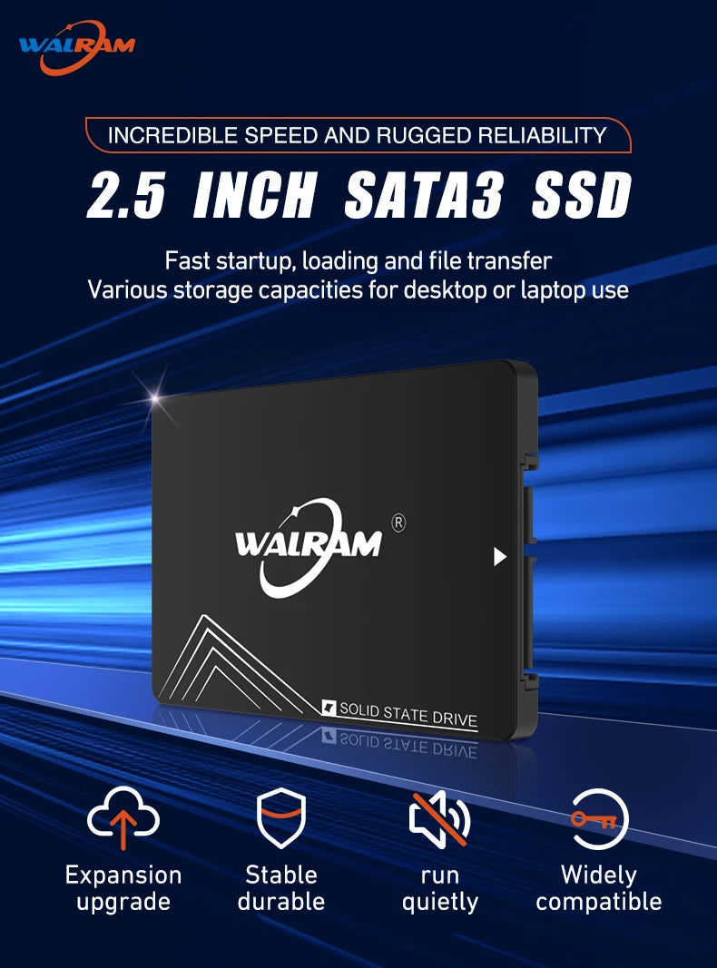 WALRAM SATA3 SSD 128GB 256GB 120GB 480GB 512GB 1TB Hdd 2.5 Hard Disk Disc 2.5 " Internal Solid State Drive 240 gb for laptop