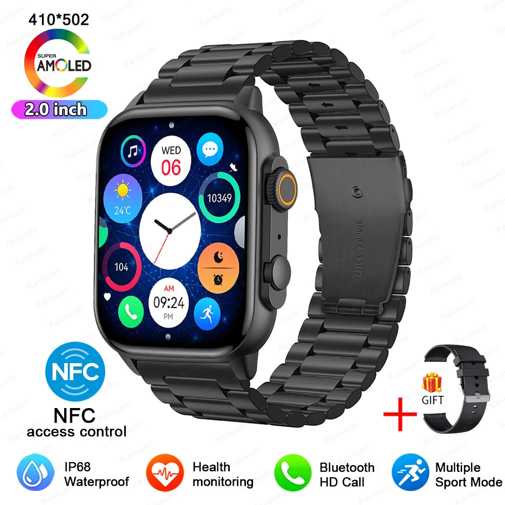 2024 NFC Smartwatch AMOLED Screen Always show Time Bluetooth Call Ultra Watch Series 8 Clock Men Sport Health Women Smart Watch