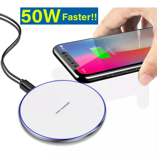 50W Fast Wireless Charger Pad For iPhone 14 13 Xiaomi Huawei Doogee Samsung Mobile Phone Charger Wireless Charging Dock Station 