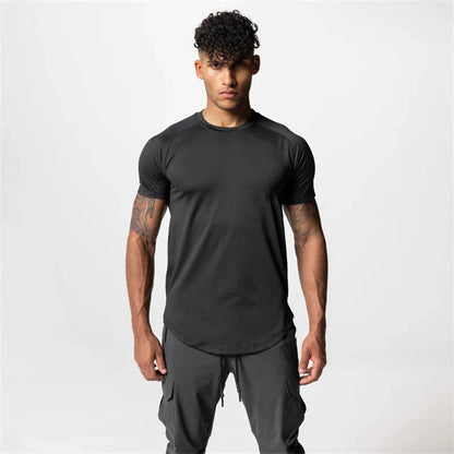 2023 New Gym Muscle Fitness T Shirt Brand Men Outdoor Mesh breathable Streetwear short Sleeve Male Summer Bodybuilding Tee Tops