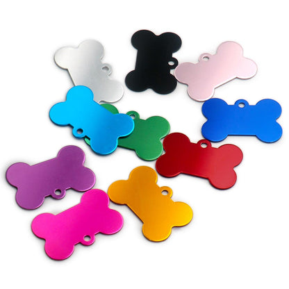 Wholesale 100Pcs Bone Dog ID Tag Engraving Pet Dog ID Tags Collars Bone Name Number Tags Customized Anodizing aluminum Puppy Tag