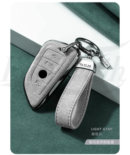 Car Alcantara Key Case Cover Holder Chain For BMW G20 G30 X1 X3 X4 X5 G05 X6 F20 G21 f40 f80 35i 3 5 7 Interior Accessories