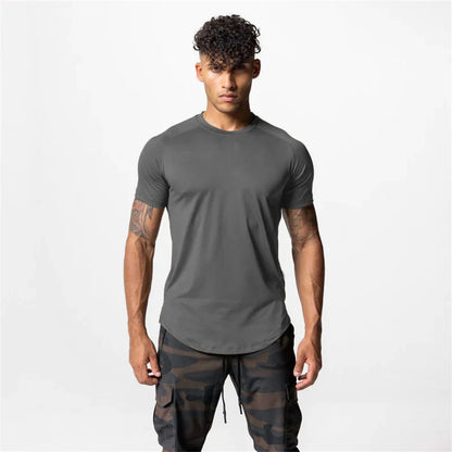 2023 New Gym Muscle Fitness T Shirt Brand Men Outdoor Mesh breathable Streetwear short Sleeve Male Summer Bodybuilding Tee Tops