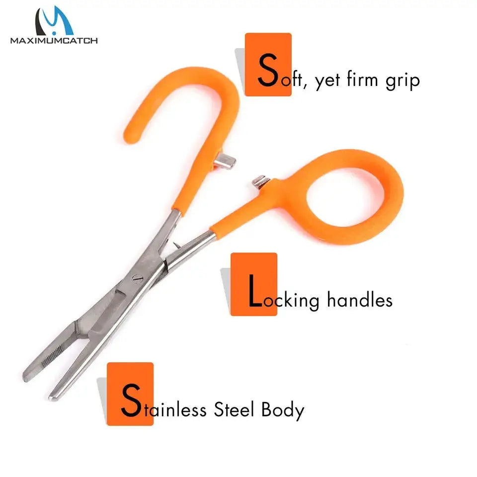 Maximumcatch Stainless Steel Fishing Forceps Hemostats Multi Function 3in1 Line Cutter Hook Remover Fishing Tool Locking Pliers