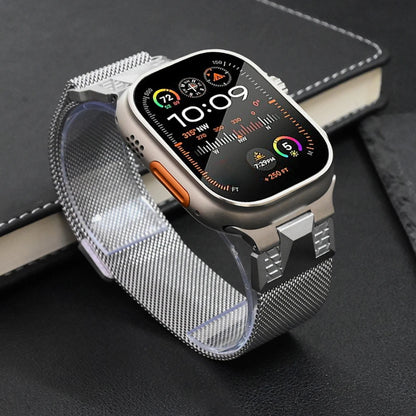 Magnetic milanese band for Apple Watch Ultra 2 49mm 9 45mm 42 44mm stainless steel loop men strap for iWatch ultra 8 7 6 5 4 se