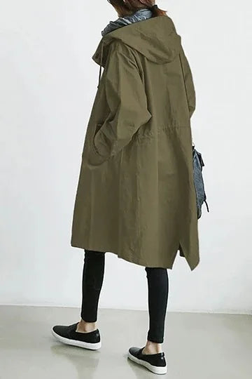 New Korean Version Y2K Trench Coats Women Casual Style Solid Loose Long Hooded Coat 2024 Spring Autumn Elegant Outwear Female