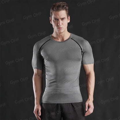 Men Gym Fitness Workout Tights Sport Jersey Athletic Running Shirt Compression Long Sleeve T Shirt Men Elastic Training T-shirt