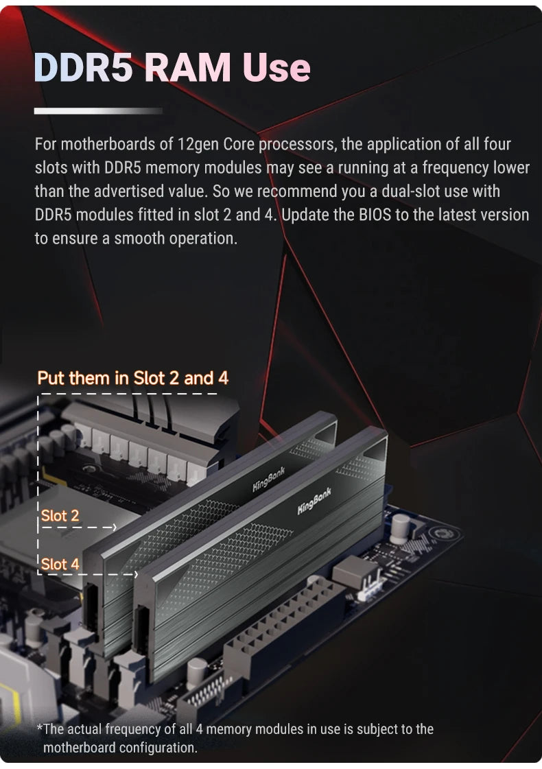 KingBank CL28 Memoria DDR5 32GB RAM 16GBX2 6000MHZ Rams Memory DDR5 Kit UDIMM Dual Channel Computador Desktop PC Hynix A die