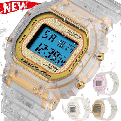 Fashion Transparent Electronic Watch Women Men LED Watch Sports Waterproof Electronic Wrist Clock Watches for Girls Student Gift