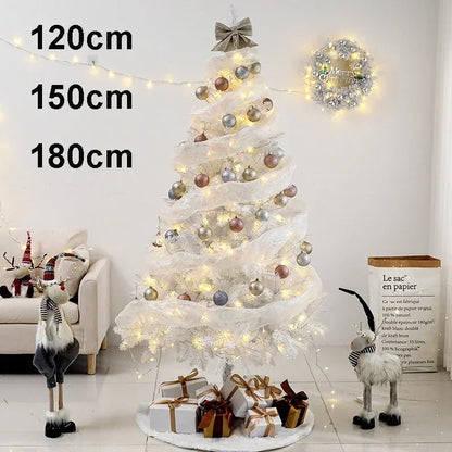 90/120/150/180cm Christmas Tree Decoration Set White Christmas Trees Ornaments Snow New Year Party Holiday Outdoor Home Decor