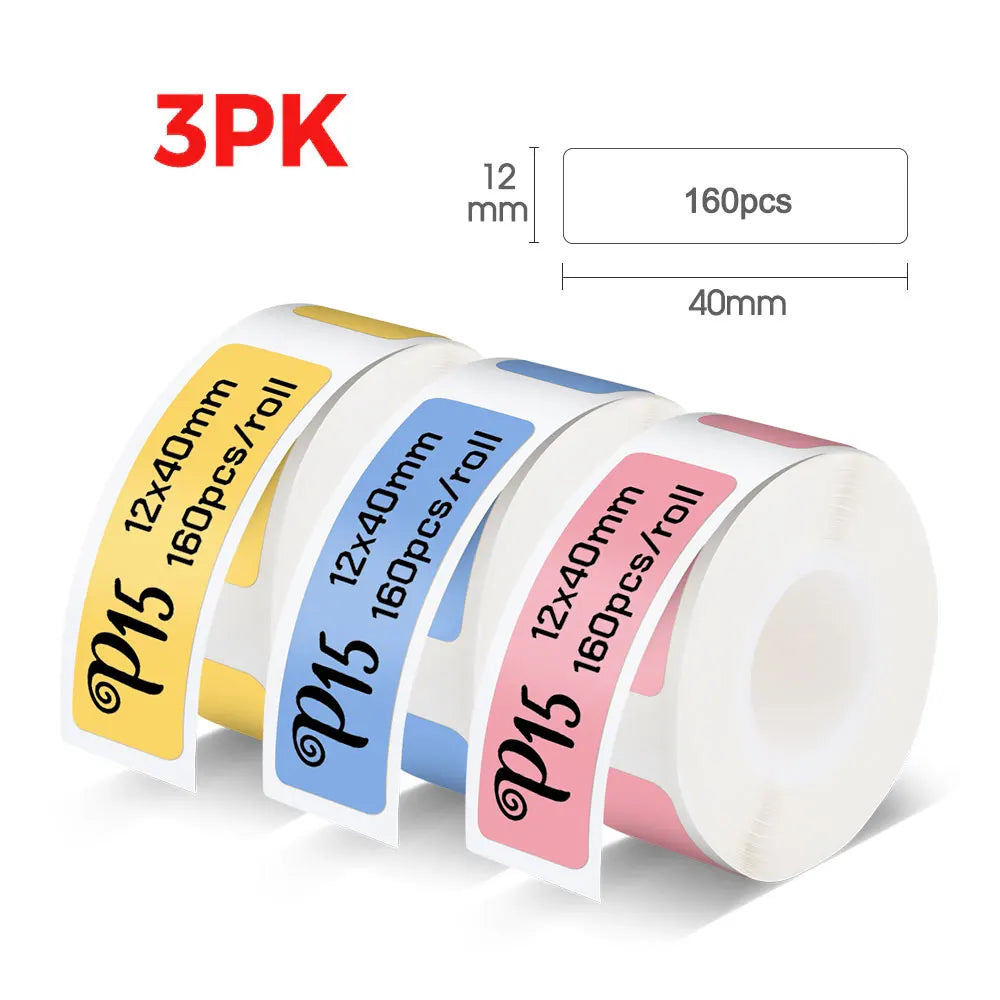 P15 Label Maker Similar to D11 D101 D110 Thermal Printer Portable Inkless Labeling Machine or 3PK Label Tape Adhesive Sticker