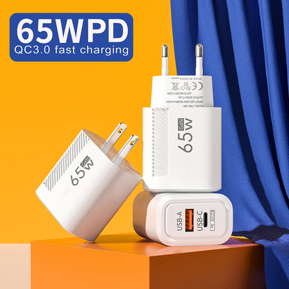 GaN USB Type C Charger 65W Quick Charge USB Fast Wall Charger For iPhone 14 Xiaomi Samsung Huawei Type C PD Phone Charge Adapter