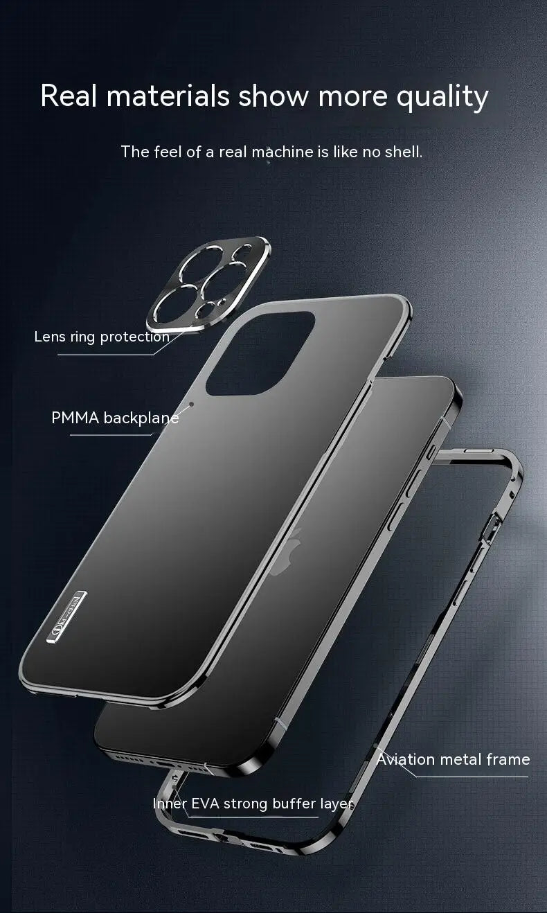 For iPhone 16 15 14 13 Pro Max Case Metal Aluminium Alloy Full Camera Lens Protective Original Color Ultrathin Back Cover