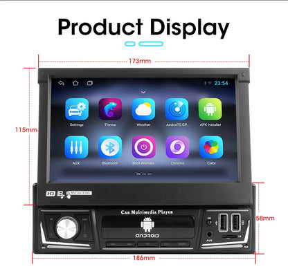 Din Car Radio Android 12 GPS Navigation Retractable 1din Touch Screen Multimedia Player Universal 7" MP5 Audio Video No DVD