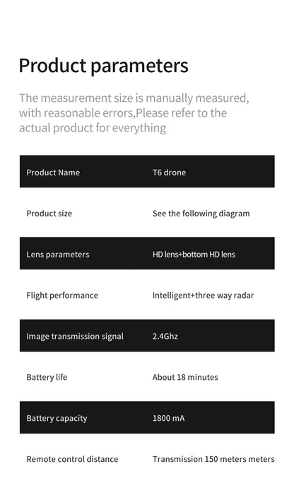 XIAOMI T6 Drone 8k Profesional HD GPS Camera Obstacle Avoidance Aerial Photography Optical Flow Foldable Quadcopter Toy Gift 1KM