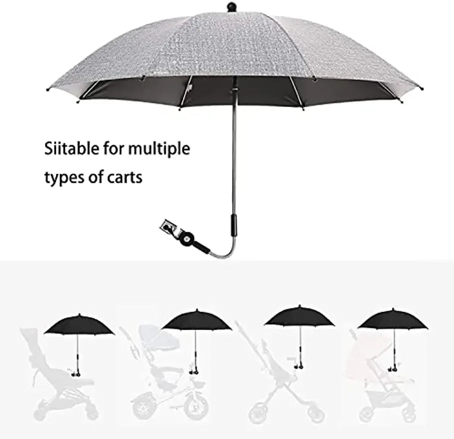 Stroller Umbrella With Clamp 360 Degree Adjustable UV Protection Stroller Universal Umbrella Sunshade For Baby Pram