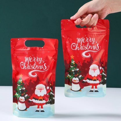 Christmas Penguin Santa Zipper Stand Bag Navidad Natal Noel Candy Cookie Bag Merry Christmas Decor For Home 2024 New Year 2025