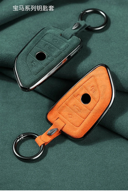 Car Alcantara Key Case Cover Holder Chain For BMW G20 G30 X1 X3 X4 X5 G05 X6 F20 G21 f40 f80 35i 3 5 7 Interior Accessories