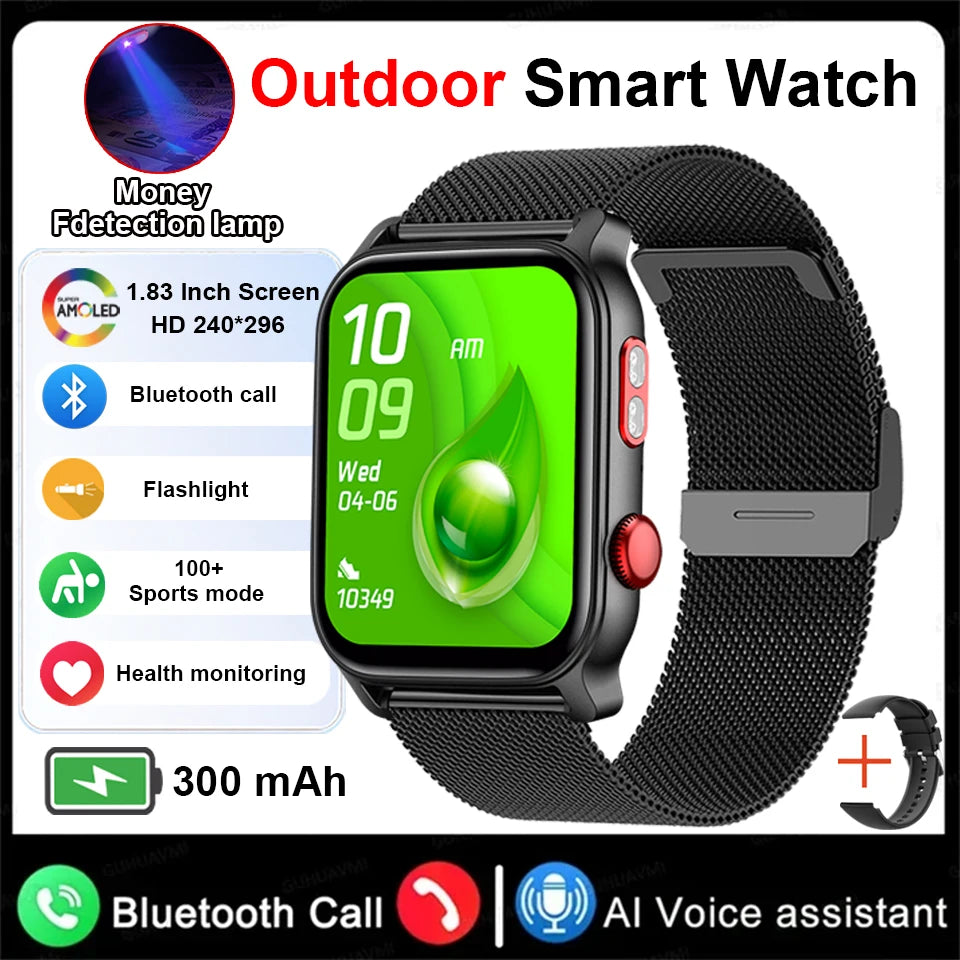 2025 New Flashlight Smart Watch Woman Men HD Touch Screen BT Call Multi Sport Mode Health Monitoring IP68 Waterproof Smartwatch