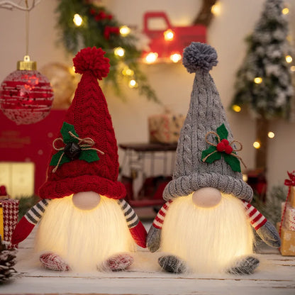 30CM Glowing Knitted Gnome Doll with Led Night Light Christmas Decorations 2024 Home Xmas Tree Decor Navidad New Year 2025 Gift