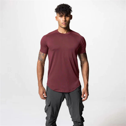 2023 New Gym Muscle Fitness T Shirt Brand Men Outdoor Mesh breathable Streetwear short Sleeve Male Summer Bodybuilding Tee Tops