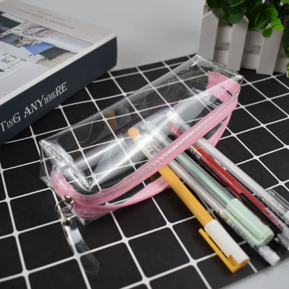 Transparent Zipper Pencil Case Pen Bag Cosmetic Makeup Pouch Sundries Organizers Stationery Gifts School Supplies