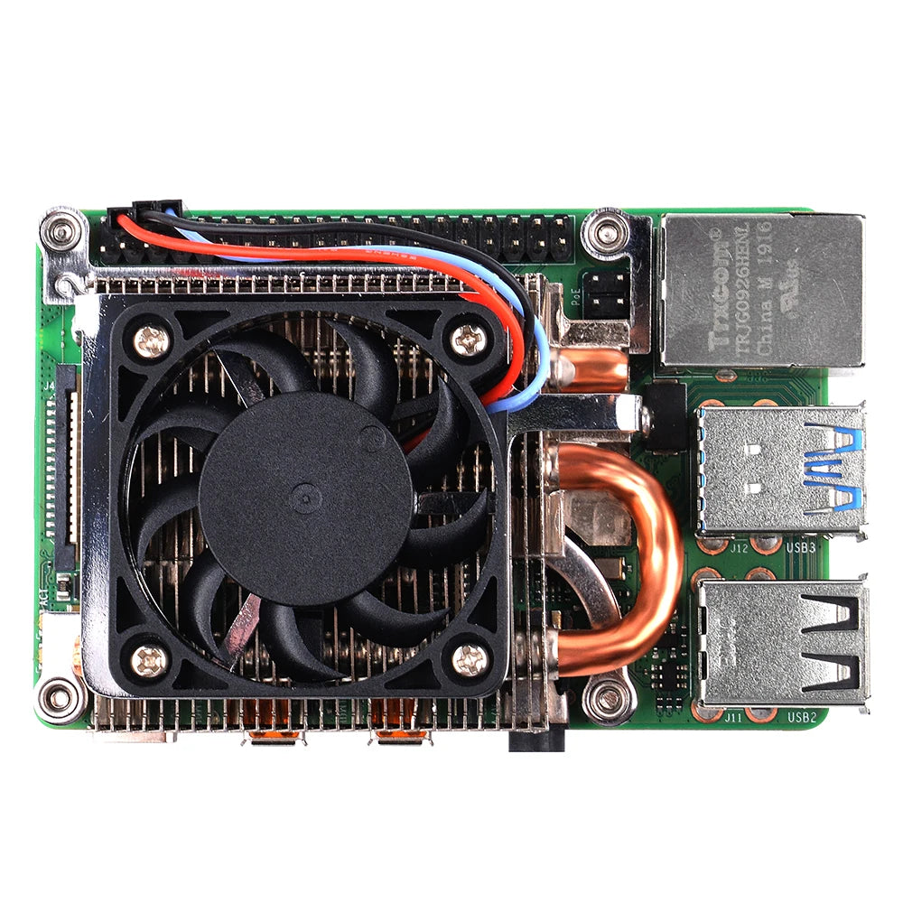 52Pi RPi 4 Ultra Thin Ice Tower Cooler CPU Cooling Fan Copper Pipe FIN Radiator Silicone Heatsink for Raspberry Pi 4 Model B