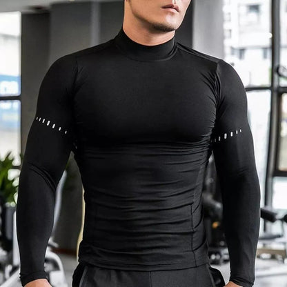 Compression Shirts Men's Fitness Workout Long Sleeve T-shirt Gym Training Tops Muscle Tees