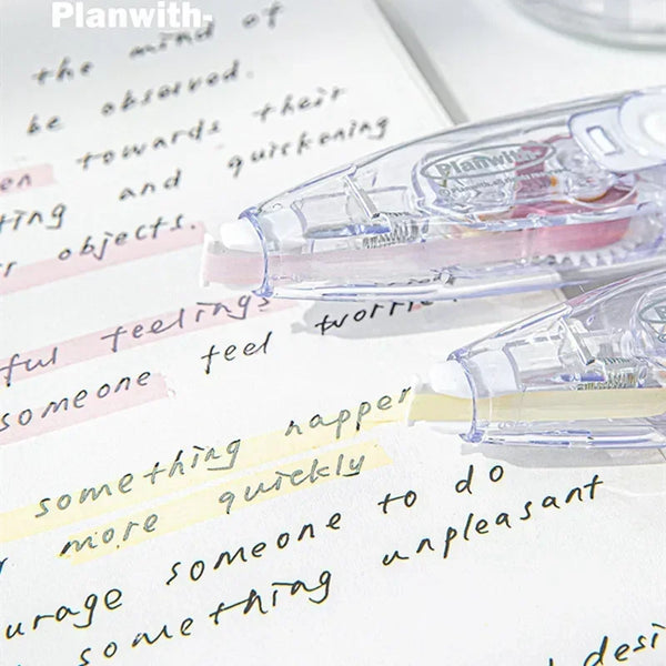 Nastri evidenziatori colorati, nastro correttore kawaii, stile note adesive, adorabile blocco per appunti colorato, frasi chiave per studenti