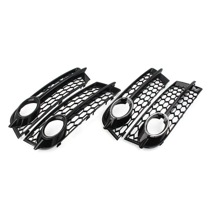 Pair Glossy Black Car Fog Lamp Grille For Audi TT 8J 2006-2014 Front Bumper Honeycomb Mesh Light Cover Exterior Accessories