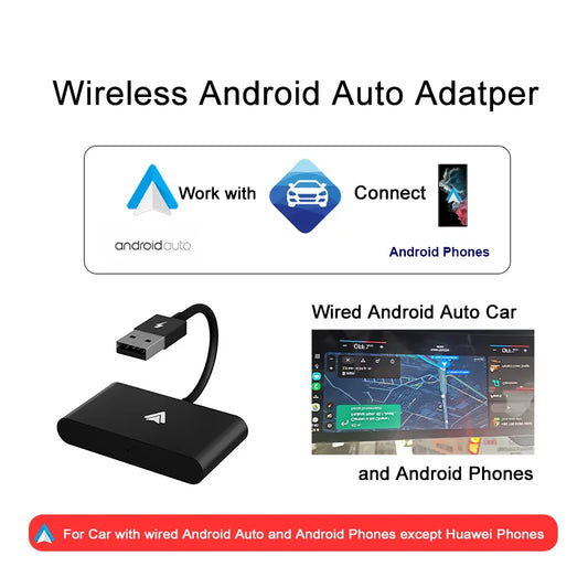 Wireless Android Auto Adapter for Wired Android Auto Car &amp; Android Phones, Android Auto Dongle Convert Factory Wired to Wireless 